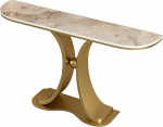 Moderner Konsolentisch Schmal mit Metallgestell und Dicker Steinplatte f&uuml;r Wohnzimmer, Flur Oder B&uuml;ro, Einfache Montage(Gold,150cm/59in)