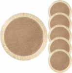 6 St&uuml;ck Rundes Platzset aus Jute mit Hitzebest&auml;ndiger und W&auml;rmeisolierender Tischunterlage f&uuml;r B&uuml;ro und Stilvolle Tischdekoration im Gewebten Design 6 St&uuml;ck Rundes Platzset aus Jute mit Hitzebest&auml;ndiger und W&auml;rmeisolierender Tischunterlage f&uuml;r B&uuml;ro u ...