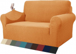 ZNSAYOTX Jacquard-Couchbezug f&uuml;r 2 Kissen, Couch, hoher Stretch, Zweisitzer-Schonbezug f&uuml;r Haustiere, Hunde, rutschfest, Liebessitz, Sofa-Schonbezug, M&ouml;belschutz (suurus M, oranž)