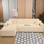 Mingfuxin L kuju Diivan Slipcovers, Stretch Cannes Velvet Paks pluusne nurgas diivanikatte kaitsja koos 2 padjakattega 3 istekoha + 4 istekoha L-t&uuml;&uuml;pi diivanile diivanile