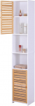 Relaxdays Vannitoa kapp K 190 x L 34 x S 29 cm 6 kambriumi Bambus MDF K&otilde;rge kitsas vannitoa kapp Valge / Naturaalne