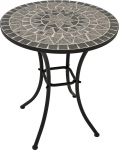 DEGAMO Siena Bistro laud mosaiiklaud 60 cm &uuml;mmargune must metallraamiga keraamiline laudaplaat mosaiikmotiiviga halli/valge v&auml;limusega