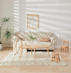 Moodne skandinaavia puidust k&uuml;ljelaud, orgaaniline kuju, naturaalne puitviimistlus, elutoa kohvilaud, minimalistlik disain (naturaalne puiduv&auml;rv)