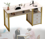 Moderner Marmor-Manik&uuml;retisch mit Schublade, 120 cm, eleganter Nagelsalon-Arbeitsplatz f&uuml;r Sch&ouml;nheitsdekor und professionellen Gebrauch