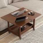 Multifunktsionaalne puidust elutoa laud elutuppa koos kokkupandava lauaplaadiga kohvilaud 360&deg; p&ouml;&ouml;rlevate ratastega kohvilaudadega