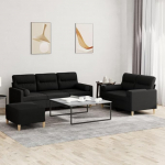 ZEYUAN 3-TLG. Sofagarnitur mit Kissen Schwarz Stoff, Diivanid ja diivanid, Diivan Wohnzimmer, Diivan F&uuml;r Jugendzimmer, Relaxsofa, Diivan F&uuml;r Schlafzimmer, Polstersofa - 3201628