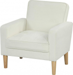 HOMCOM Lounge Chair, 76 cm, polsterdatud tugitool, v&auml;ike sametise v&auml;limusega diivan, k&auml;etugi, kaasaegne tupsutatud polsterdatud tool v&auml;ikesesse tuppa, magamistuppa, elutuppa, kreemikasvalge