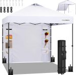 VIVOHOME 3 x 3 m Pop Up Gazebo koos k&uuml;lgseinaga Kokkupandav aiamaja koos ventilatsiooniga Reguleeritav k&otilde;rgus koos kandekoti ja 4 liivakotiga UV 50+ CPAI 84 v&auml;litingimustesse, turule, aeda, &otilde;uealale