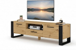 BIM Furniture Nuka TV Lowboard, 160 x 43 x 48 cm, elutoa m&ouml;&ouml;bel, k&auml;epidemevabad frondid, palju hoiuruumi, seisev TV-m&ouml;&ouml;bel kuni 60-tollise teleri jaoks, Artisan Oak / Matt Black