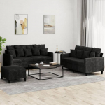 3-osaline diivanikomplekt pehmendusega must samet