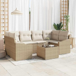 Generisch Sofa Set mit Kissen 7 pcs Beige und Creme Poly Rattan,M&ouml;bel,Gartenm&ouml;bel,Gartensitzm&ouml;bel,Gartensofad,60KG,3346621