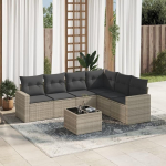 6-TLG. Garten Sofagarnitur mit Kissen Schwarz Poly Rattan und wasserabweisendem Beutel sowie Stauraum als Gartenm&ouml;bel Set