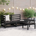 Modulares Gartensofa Kiefernholz als aus Massivholz Kiefer - Gartenm&ouml;bel Ecksofa Kiefer und Ecksofa f&uuml;r Garten massiv in Schwarz, 3-TLG.