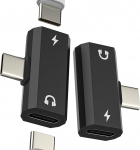 USB C auf Kopfh&ouml;rer-Ladeadapter (2er-Pack) Splitter Typ C f&uuml;r iPhone 17 16 15 Pro Max f&uuml;r Apple kompatibel mit Samsung S25 Audio Dongle Jack Dual Adapter Kabel Kopfh&ouml;reranschluss Schnellladekonverter