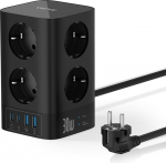 VEFVE mitme pistikupesa USB C 30 W kiirlaadimisega, 8-kordne pistikupesa torn 4 USB-ga, vooluv&otilde;rk l&uuml;litiga, 3 m kaabliga, 4000 W 16 A, kontorisse, koju, m&auml;ngude jaoks