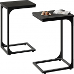 QEEIG C Table Side Table Set of 2 Living Room Sets C-Shape Coffee Tray Side Tables Modern, Black (017-30B)