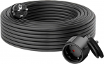 CILIA pikenduskaabel 250V/16A 3680W Schuko pistikuga 90&deg; t&uuml;&uuml;p E - pikendusjuhe maanduskaitsega, &scaron;okikaitse kodukontorile (TV, PC, projektor, seadmed) (D03-FMust, 10m)