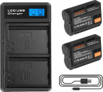 2 x Shentec 2300 mAh EN-EL15 asendusaku, mis &uuml;hildub Nikon EN-EL15A EN-EL15B Z6 Z7 D7100 D750 D7000 D7200 D500 D600 D610 D880 D810 D810 D810 D810 A A D850 D7100 D7100 D7100
