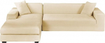Diivan viskamine L kuju Scratch-Resistant Cats, L-kujuline diivanikate, diivanikate nurgas diivanil Velvet, diivanikate nurgas diivanil L kuju Stretch, pestav (Beige 1.2 + 2 istekohti)