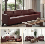 Mendler Lyon modulaarne 4-kohaline diivan, kunstnahk, punane/pruun