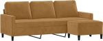 vidaXL 3-kohaline diivan, diivan koos jalatoega, lamades diivan elutuppa, polsterdatud diivan, tugitool, l&otilde;&otilde;gastav diivan, Lounge diivan, TV diivan, pruun sametne