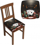 6-teilige Stuhlbez&uuml;ge, Sitz-Set, Pokerturnier, elastisch, Esszimmerstuhlbezug, waschbar, Stuhl-Sitzschutz, weicher, abnehmbarer Stretch-Schonbezug f&uuml;r Esszimmerst&uuml;hle