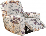 EBETA tugitooli katted, tugitooli visked, t&auml;ielik tooli kaitsekate, 4-osaline elastne kaitsekate, l&otilde;&otilde;gastavad toolikatted, Stretch Recliner tooli kate taskutega (Blossom Stem)