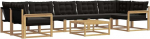 Outdoor-Sofa-Set aus Akazienholz, modulares Gartenm&ouml;bel-Set mit 7 Sitzpl&auml;tzen inkl. Tisch und Kissen, Lounge-Garnitur f&uuml;r Garten, Terrasse und Au&szlig;enbereich