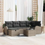 Modernes Outdoor Diivan Set mit Kissen und Stauraum in Schwarz und Creme aus Poly Rattan, Modulares Gartensofa Set