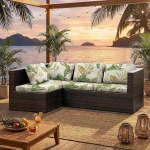 LiveGo Stretch diivanipadja kate v&auml;ljas asenduspadjad terrassim&ouml;&ouml;bli diivanile Slipcovers tooli istme pehme paindlikkuse kaitse (6, Banana Leaves)