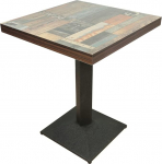OHMG Nelinurkne &uuml;he jalaga Euroopa stiilis s&ouml;&ouml;gilaud, sobib 4 inimesele, raud ja puidust lauad, k&ouml;&ouml;gilaud, s&ouml;&ouml;gilaud, elutoa laud, baarilaud, 60 x 60 x 75 cm, pruun (C)
