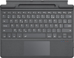 MoKo Prantsuse puuteplaat Bluetooth klaviatuur 13-tollise Microsoft Surface Pro 11/ Pro 10/ Pro 9/ Pro 8/ Pro X jaoks, AZERTY paigutusega &otilde;huke traadita t&uuml;&uuml;pi klaviatuur koos pliiatsihoidjaga (ilma laadimiseta), hall
