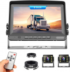 8" monitoriga tagumise vaatekaamera komplekt 2 kaameraga, 2 x 20m kaabel, IP69 klassi &ouml;&ouml;n&auml;gemine, 2 kanalit, sobib veoautodele, haagissuvilatele, bussidele, haagistele, DC 12-24V