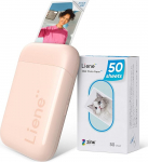Liene Pearl K100 2x3 Portable Photo Printer with 50 Sheets Zinc Self-Adhesive Photo Paper, Bluetooth 5.0, Small, for iOS & Android Smartphone, Mini Instant Print Printer for iPhone (Pink)