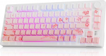 DAREU EK75PRO Sakura Pink Gaming Keyboard, traadita, 75% RGB Hot Swap mehaaniline klaviatuur koos nupuga, 2,4 GHz / BT5.1 / USB-C, tihendiga kinnitus, k&uuml;lge graveeritud PBT klahvikatted, lineaarne pilvel&uuml;liti, QWERTY