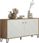 trendteam smart living - Touch - Sideboard - Artisan Oak / White - 2 ukse ja 4 sahtliga kapp - (B x K x S) 123 x 76 x 40 cm - moodsate metalljalgadega elutoa kapp
