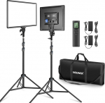 NEEWER 18-tolline LED-videovalgustuspaneelide komplekt, striimvalgus 2 osaga, 45 W, dimmerdatav, kahetooniline, koos kaugjuhtimispuldi ja valgusalusega, 3200 K-5600 K pehme videovalgus CRI 97+ 4800Lux YouTube'i kaamera fotograafia jaoks
