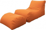 Dmora kaasaegne elutoa pikaliit, valmistatud Itaalias, nailonist jalatoega tugitool, polsterdatud puff magamistuppa, 120 x 80 x 60 cm, oranž