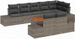 Rantry 9-teiliges Garten-Sofa-Set mit Kissen Grau Poly-Rattan Akazie Gartenlounge Model3347972