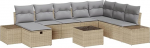 9-teiliges Garten-Sofa-Set mit Kissen Beige Poly Rattan Gartenlounge Model3359439