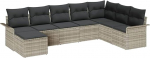 8-teilige Garten Sofa Set mit Kissen Hellgrau Poly Rattan Gartenlounge Model3345482