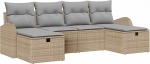 Rantry 6-teiliges Garten Sofa Set mit Kissen Beige Poly Rattan Gartenlounge Model3359119