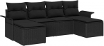 6-teiliges Garten Sofa Set mit Kissen Schwarz Poly Rattan Gartenlounge Model3345473