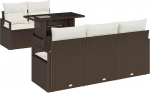 Rantry 6-teiliges Garten Sofa Set mit Kissen Braun Poly Rattan Gartenlounge Model3348734