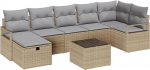 Rantry 8-teiliges Garten Sofa Set mit Kissen Beige Poly Rattan Gartenlounge Model3359209