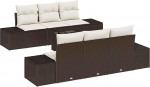 Rantry 7-teiliges Garten-Sofa-Set mit Kissen Braun Poly Rattan Gartenlounge Model3346948