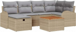 Rantry 7-teiliges Garten-Sofa-Set mit Kissen beige Poly-Rattan, 2-Sitzer Garten-Sofa mit Stauraum & Kissen beige Poly-Rattan Gartenlounge Model3360843