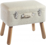 Kobolo Suitcase Stool with Storage Space Fabric Upholstered Stool 50 x 35 x 45 cm White