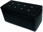 Dmora Storage stool made of faux leather, colour: black, dimensions: 90 x 45 x 45 cm
