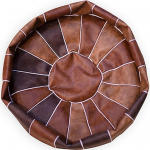 Nileco Round Unfilled Pouf Cover, Moroccan Leather Seat Cushion Cover, Footstool Ottoman for Living Room, Bedroom, Children's Room, Wedding Decor